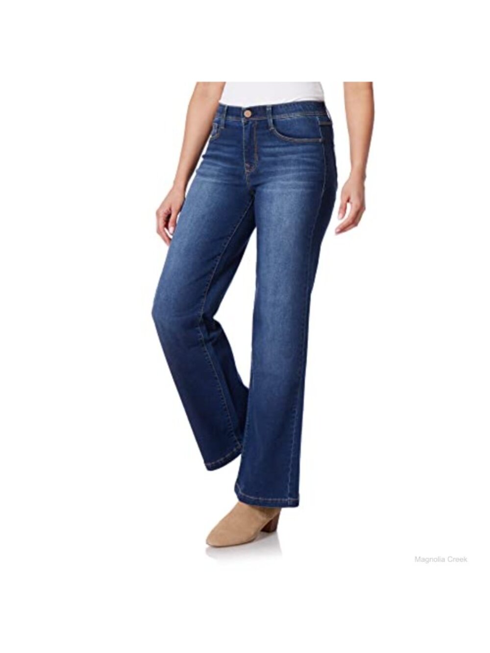 Mid-Rise Wide Leg Sculpting Jeans Stretch 5-Pocket Casual